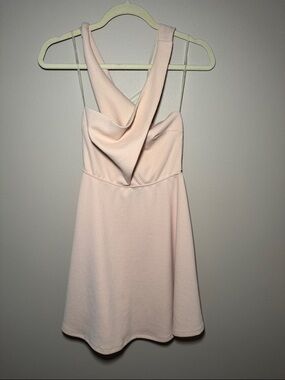 Audrey Blush Pink Draped Cross Neck/Back Mini Dress